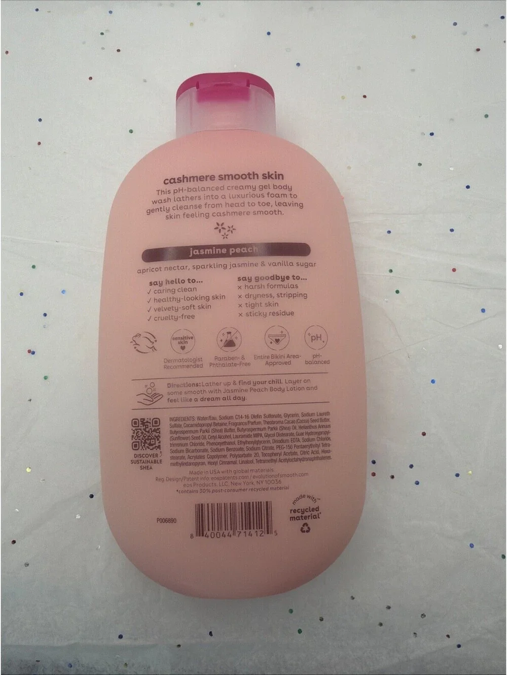 eos Shea Better Cashmere Body Wash Jasmine Peach 16 oz Creamy Gel Shower Wash